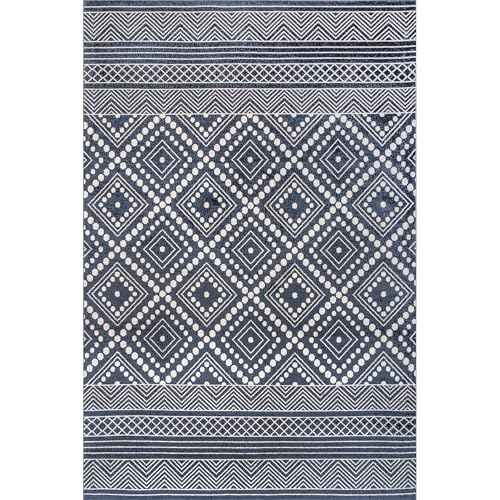 nuLOOM Phyllis Machine Washable Diamond Trellis Accent Rug, 3x5, Blue