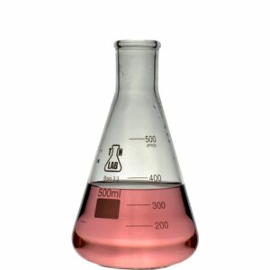 TN Lab Erlenmeyer Conical Borosilicate Glass Flask 500ml with Rubber Stopper