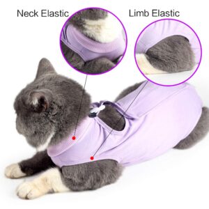 Heywean Cat Surgery Recovery Collar for Abdonminal Wounds Protection, Skin Diseases, E-Collar Alternative Cat Onesie Prevent Licking and Scratching, After Surgery Wear Pajama Suit