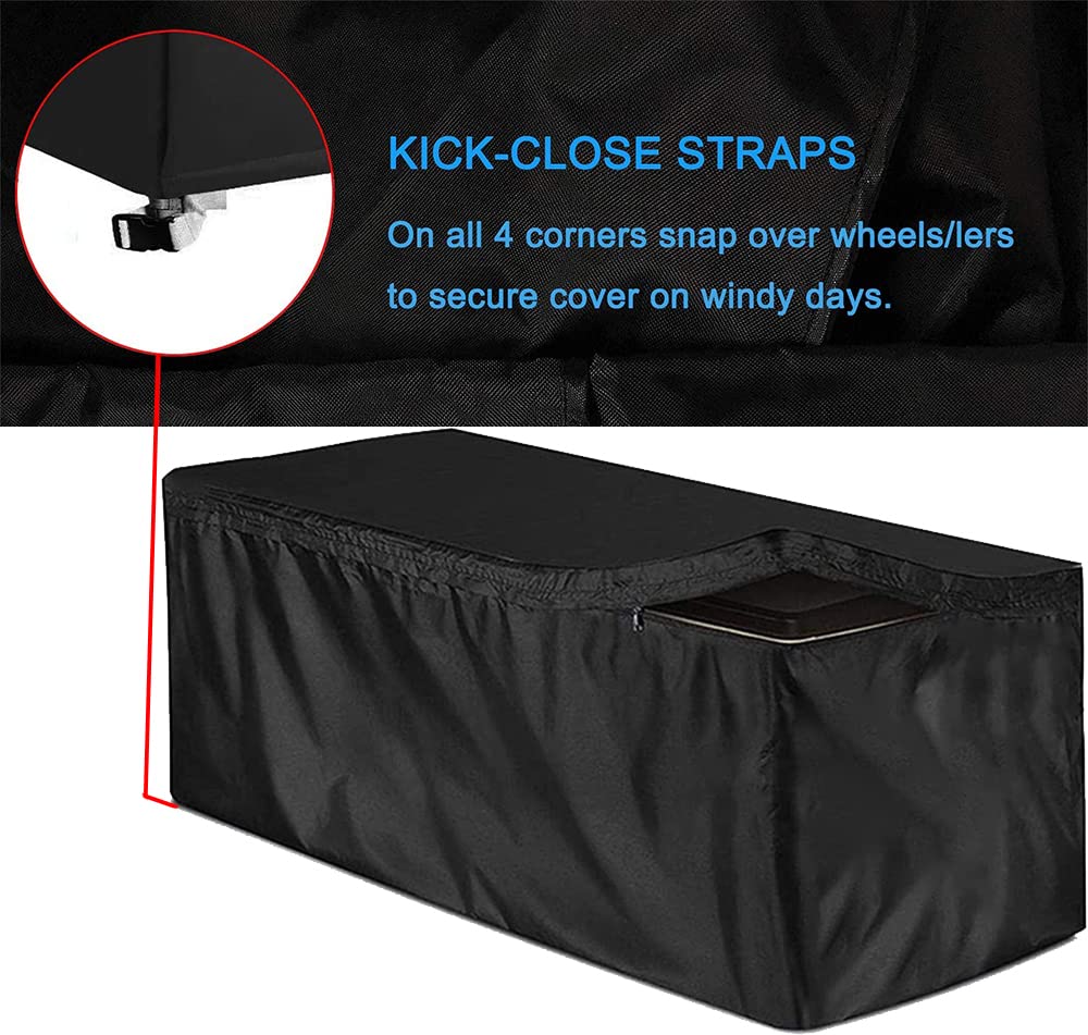 Patio Deck Box Cover Skyour Heavy Duty 420D Oxford Waterproof Bench Outdoor Storage Deck Boxes Covers Garden Furniture Table Ottoman Dust Cover (Black, L: 62x32x28in)