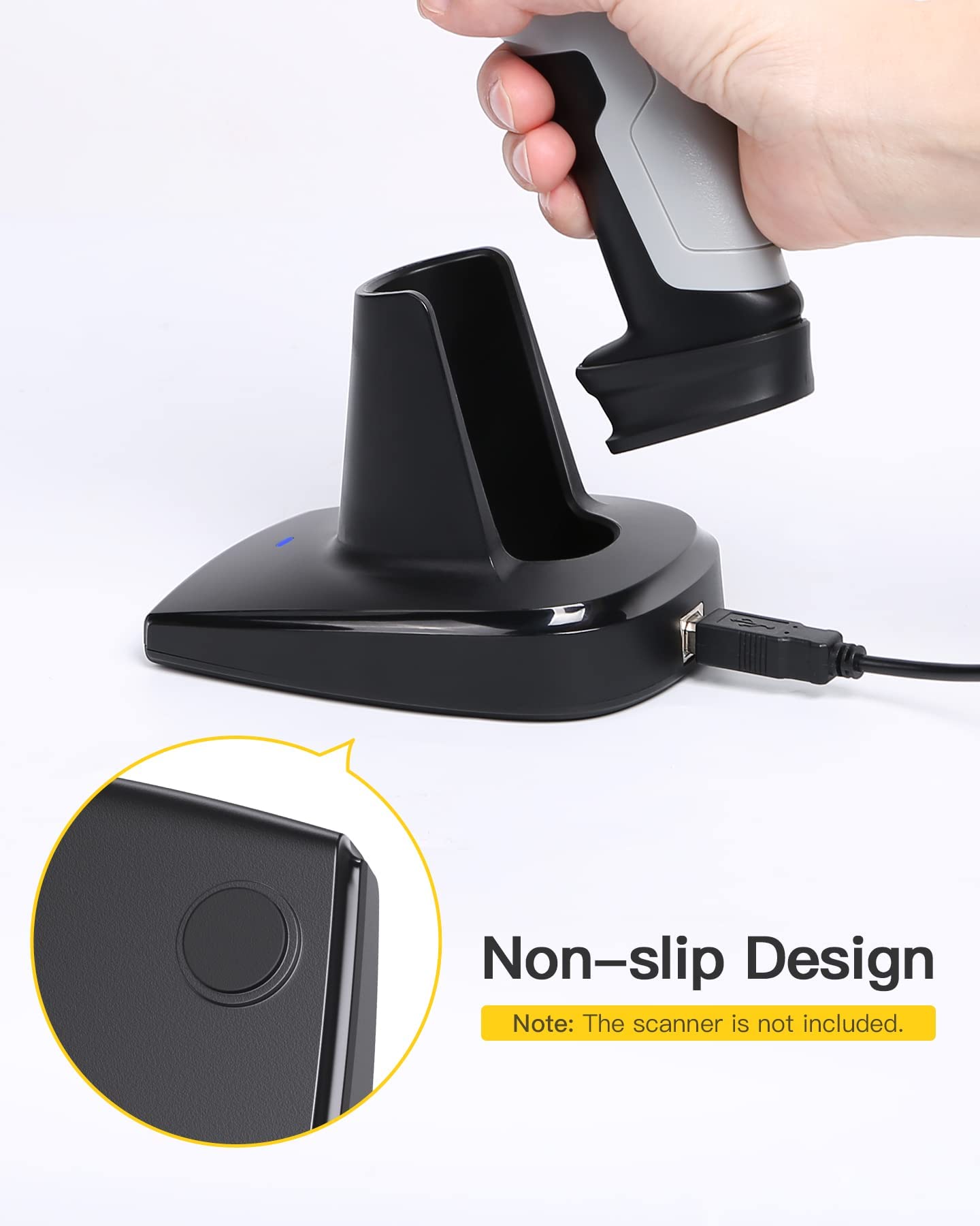 Inateck Bluetooth Barcode Scanner with Charging Base, 2D Wireless, Bundle Product, BCST-73 and BS04001