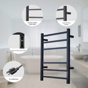 SHARNDY Towel Warmer with Built-in Timer ETW13CS for Bathroom Wall Mounted Bath Towel Heater Plug-in Electric Heated Towel Rack Brushed