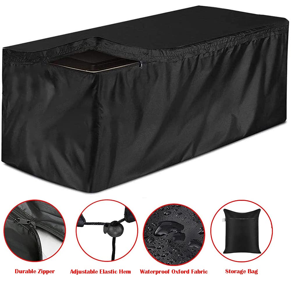 Patio Deck Box Cover Skyour Heavy Duty 420D Oxford Waterproof Bench Outdoor Storage Deck Boxes Covers Garden Furniture Table Ottoman Dust Cover (Black, L: 62x32x28in)