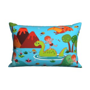 jayogo 100% cotton lovely dinosaur pillow cases standard size, cartoon themed bed decorations pillowcases for boys room, queen soft and cozy bedding zipper closure pillow sham-20x30 inch (blue2)