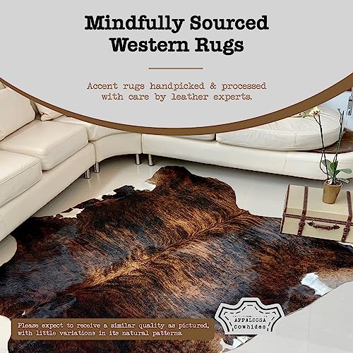 Appaloosa Cowhides Genuine Cowhide Rug - Natural Leather Hide Rugs for Living Room & Area Rug for Bedroom - Real Cowhide Rug for Rustic Home Decor - 6'x8' Dark Brindle Cow Hide Rug Collection