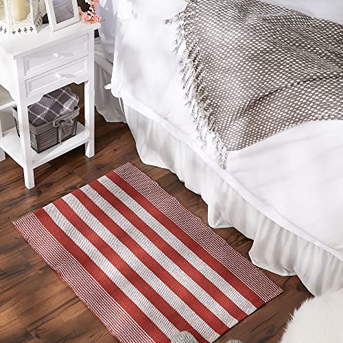 DII Woven Rag Rug Collection Recycled Yarn Cabana Stripe, 2x3', Cinnamon