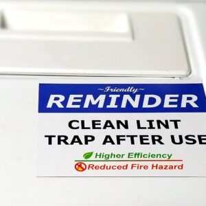 Dryer Sticker - Clean Lint Trap After Use Friendly Reminder Sign - 5 Pack