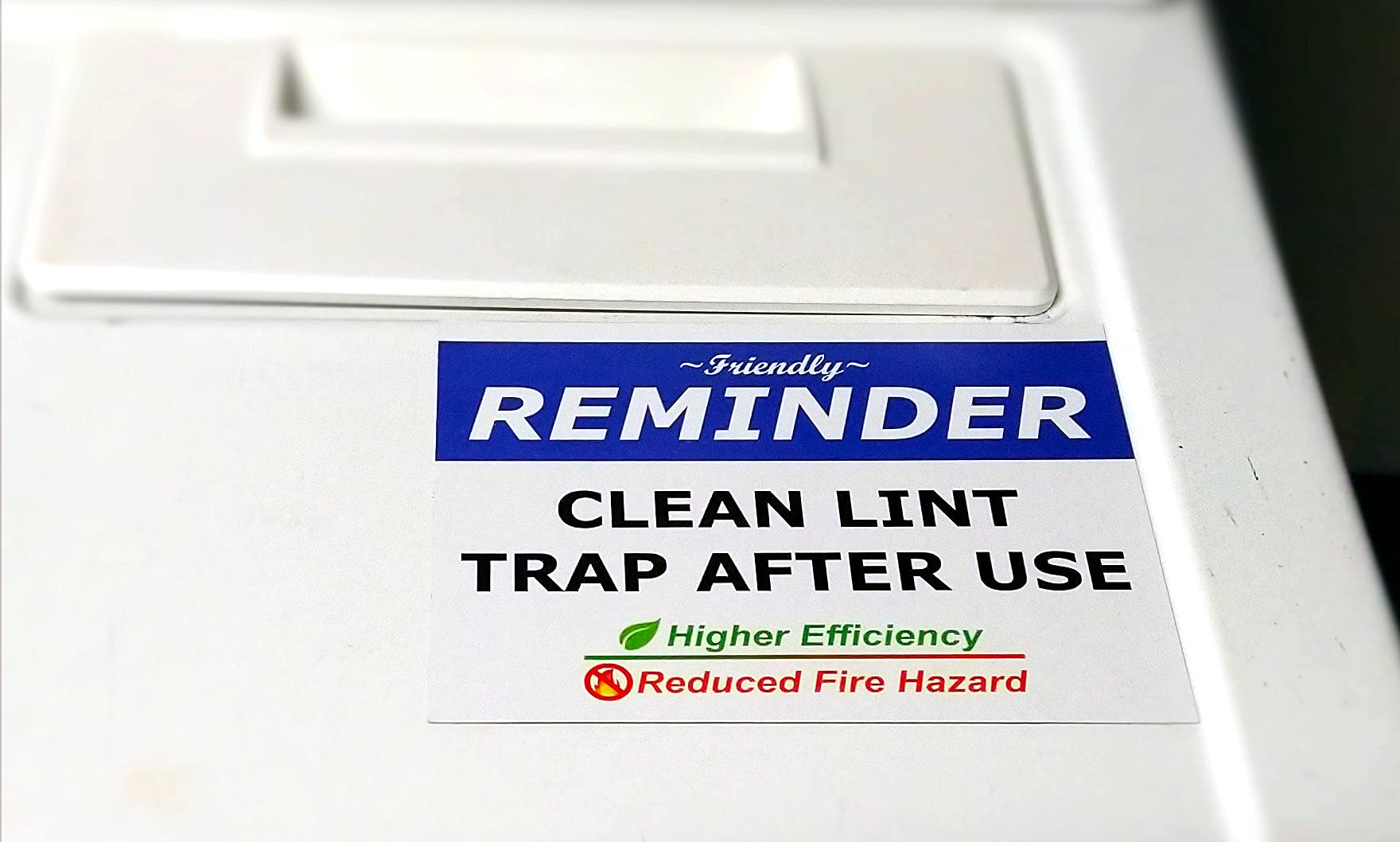 Dryer Sticker - Clean Lint Trap After Use Friendly Reminder Sign - 5 Pack