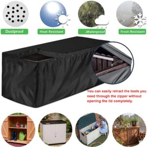 Patio Deck Box Cover Skyour Heavy Duty 420D Oxford Waterproof Bench Outdoor Storage Deck Boxes Covers Garden Furniture Table Ottoman Dust Cover (Black, L: 62x32x28in)