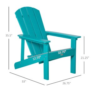 Outsunny Adirondack Chair, HDPE Fire Pit Chair, Weather Resistant Outdoor Chair for Patio, Garden, Backyard, Lawn, Turquoise