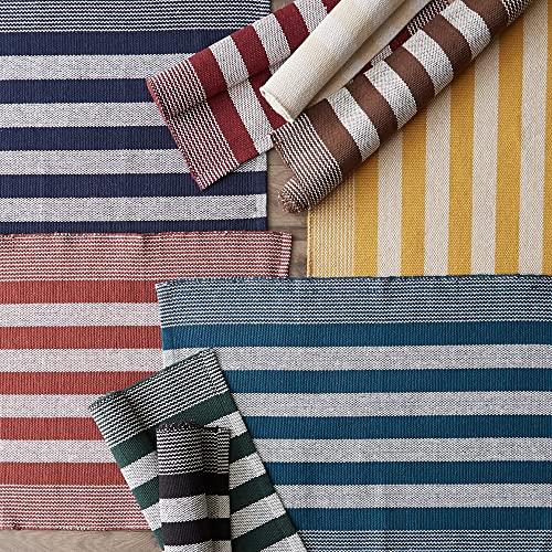 DII Woven Rag Rug Collection Recycled Yarn Cabana Stripe, 2x3', Cinnamon