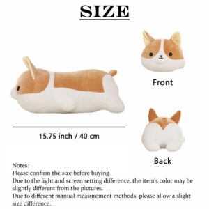 zhidiloveyou Corgi Stuffed Animal Shiba Inu Dog Kawaii Plush Toy Soft Hug Pillow, 15.75 inch