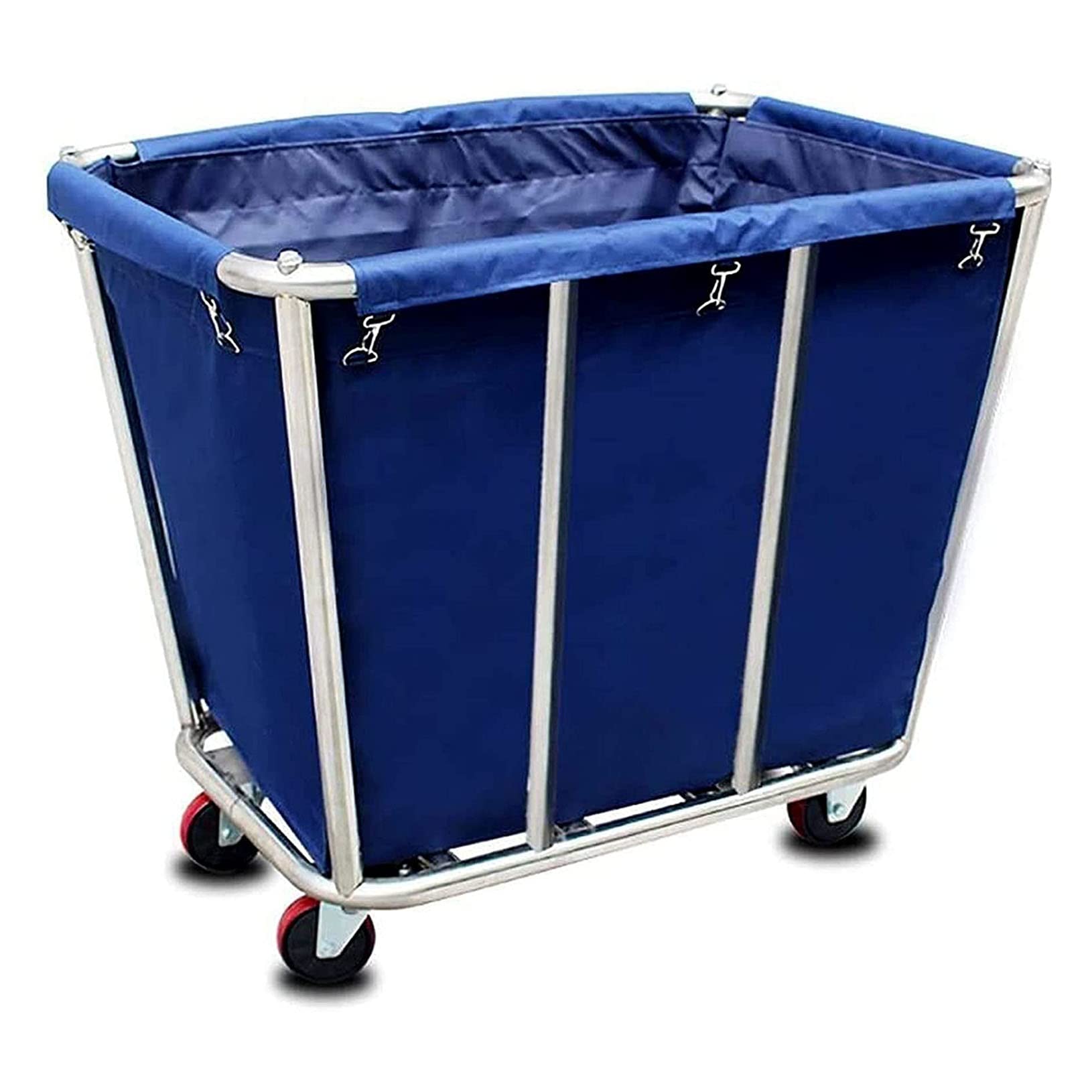 Large Laundry Cart,Industrial Commercial Rolling Laundry Cart Dirty Clothes Bin with Wheels,Heavy Duty Canvas Hamper,10 Bushel,Blue,260LBS Load Laundry Cart (Blue A)