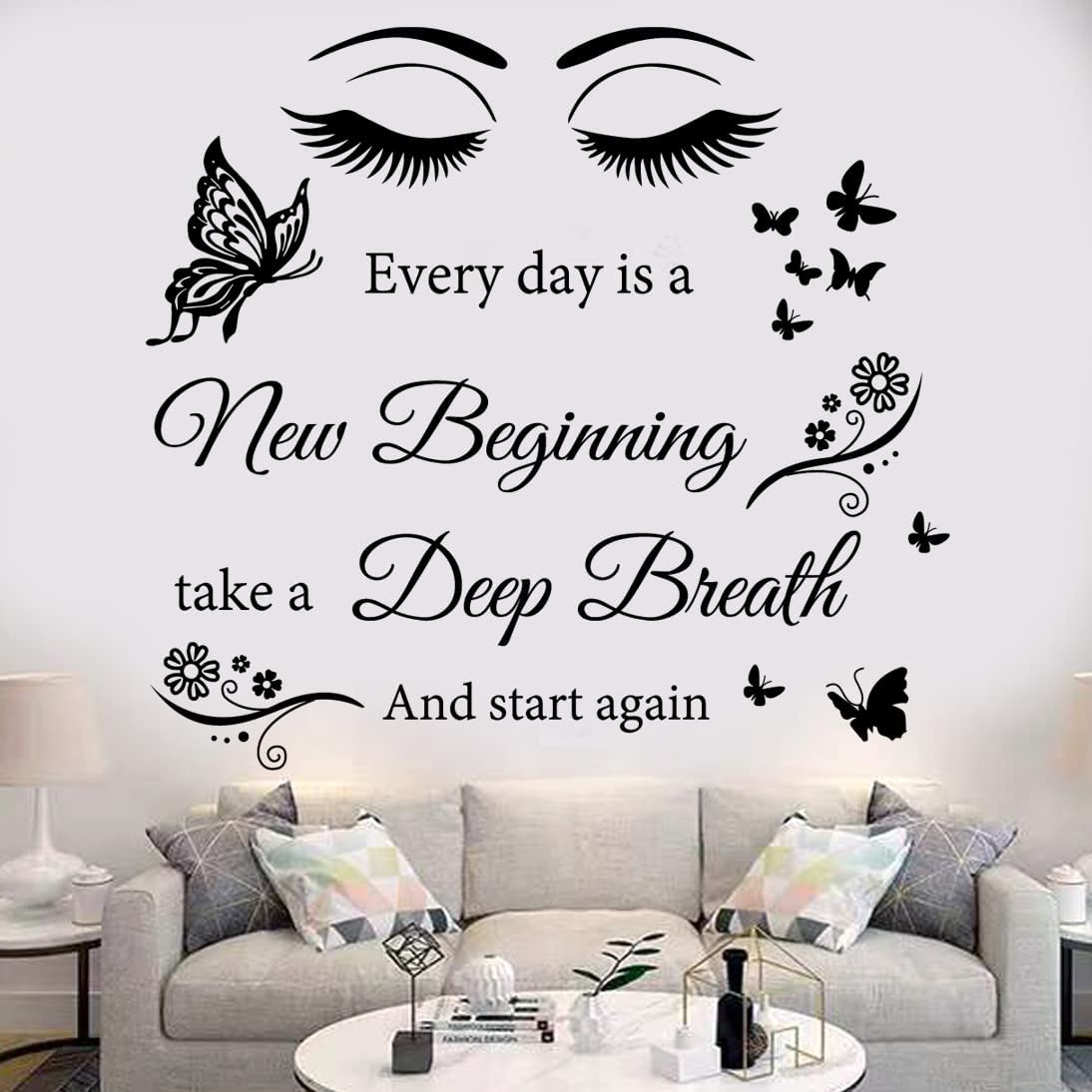 Vinyl Wall Quotes Stickers Every Day is A New Beginning Inspirational Wall Art Sticker Positive Quotes Wall Decals for Living Room Bedroom Classroom Office Studio School Teen Dorm Room Wall Decal.