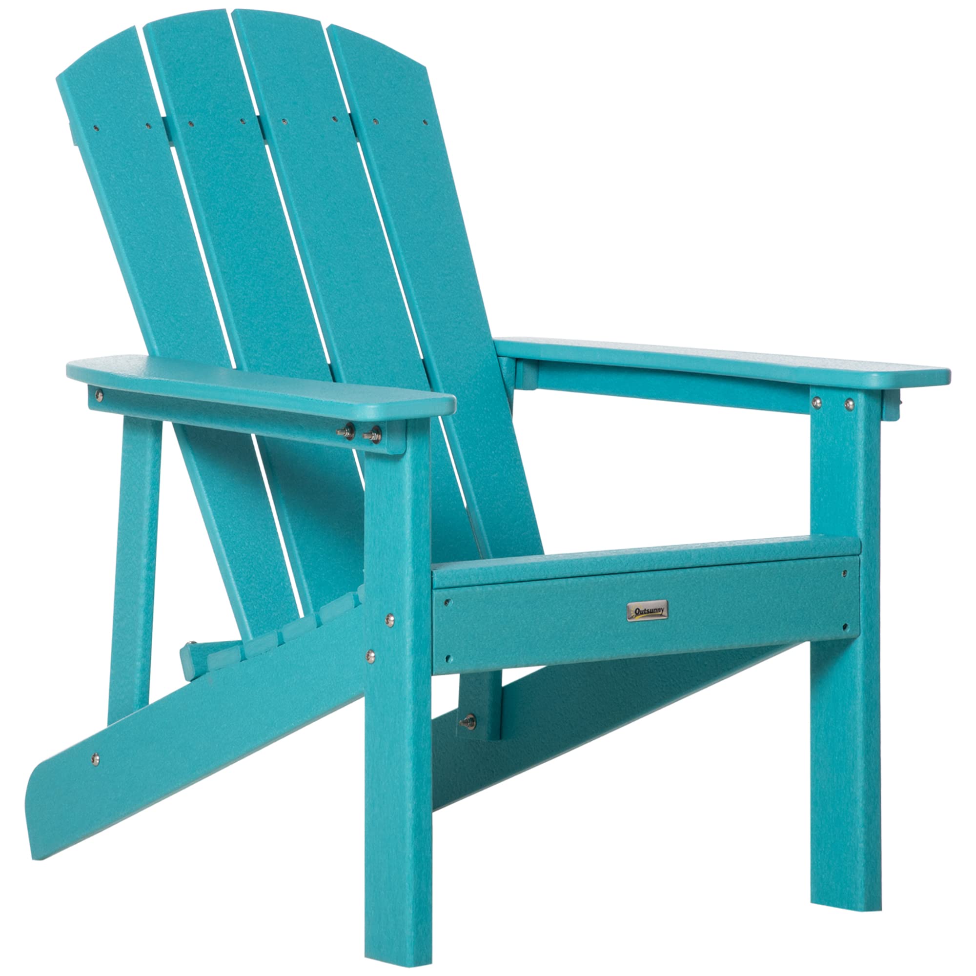 Outsunny Adirondack Chair, HDPE Fire Pit Chair, Weather Resistant Outdoor Chair for Patio, Garden, Backyard, Lawn, Turquoise