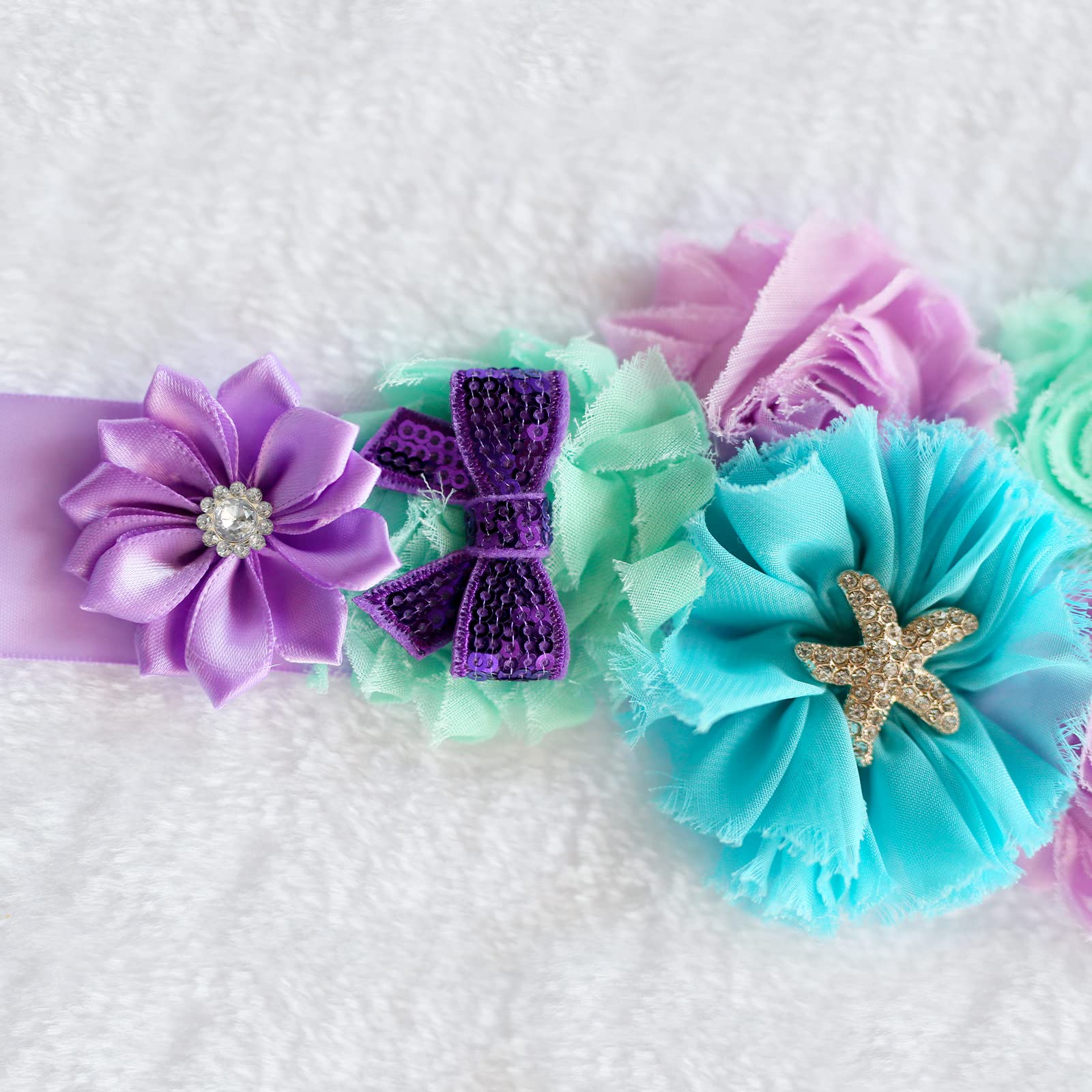 Hombae Mermaid Maternity Sash Belt for Baby Shower, Little Mermaid Under The Sea Supplies Mommy To Be & Daddy To Be Badge Corsage Pin Gender Reveal Pregnancy Belly Belt