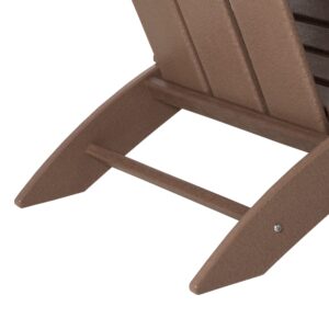 Outsunny Patio Adirondack Chair, Outdoor HDPE Fire Pit Chair, Weather Resistant Outdoor Chair with High-Back, Patio Chair for Deck, Garden, Backyard, Brown