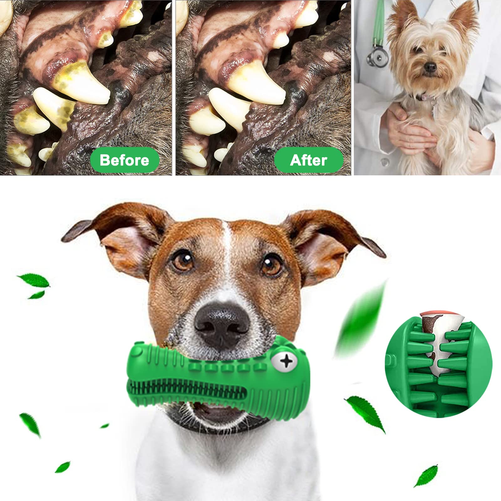 Hkrhsy Dog Toys for Aggressive Chewers, Toothbrush for Old or Young Pet, Dog Chew Toys Made with Toughest Natural Rubber,Durable Squeaky Dog Toys