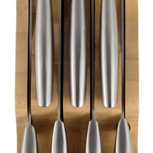 Ozeri 8-Piece Stainless Steel Knife Set, with Japanese Stainless Steel Slotted Blades,Silver