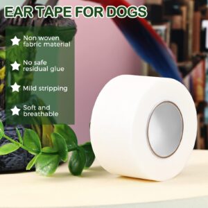 1 Inch x 30 Feet Ear Tape for Dogs and 4 Inch Bamboo Buds Non Woven Dog Ear Forms Cotton Dog Ear Swabs Self Adhesive Doberman Ear Support Bamboo Handle Ear Buds for Dogs Dog Ear Care Kit for Cat Dog