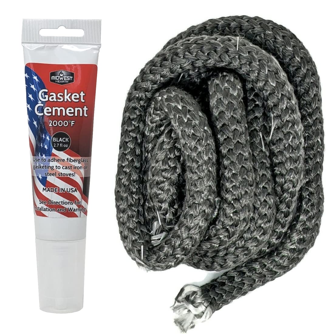 Midwest Hearth 832-1680 Door Rope Gasket and Adhesive 3/4" x 84" for Quadra-Fire, Eco-Choice