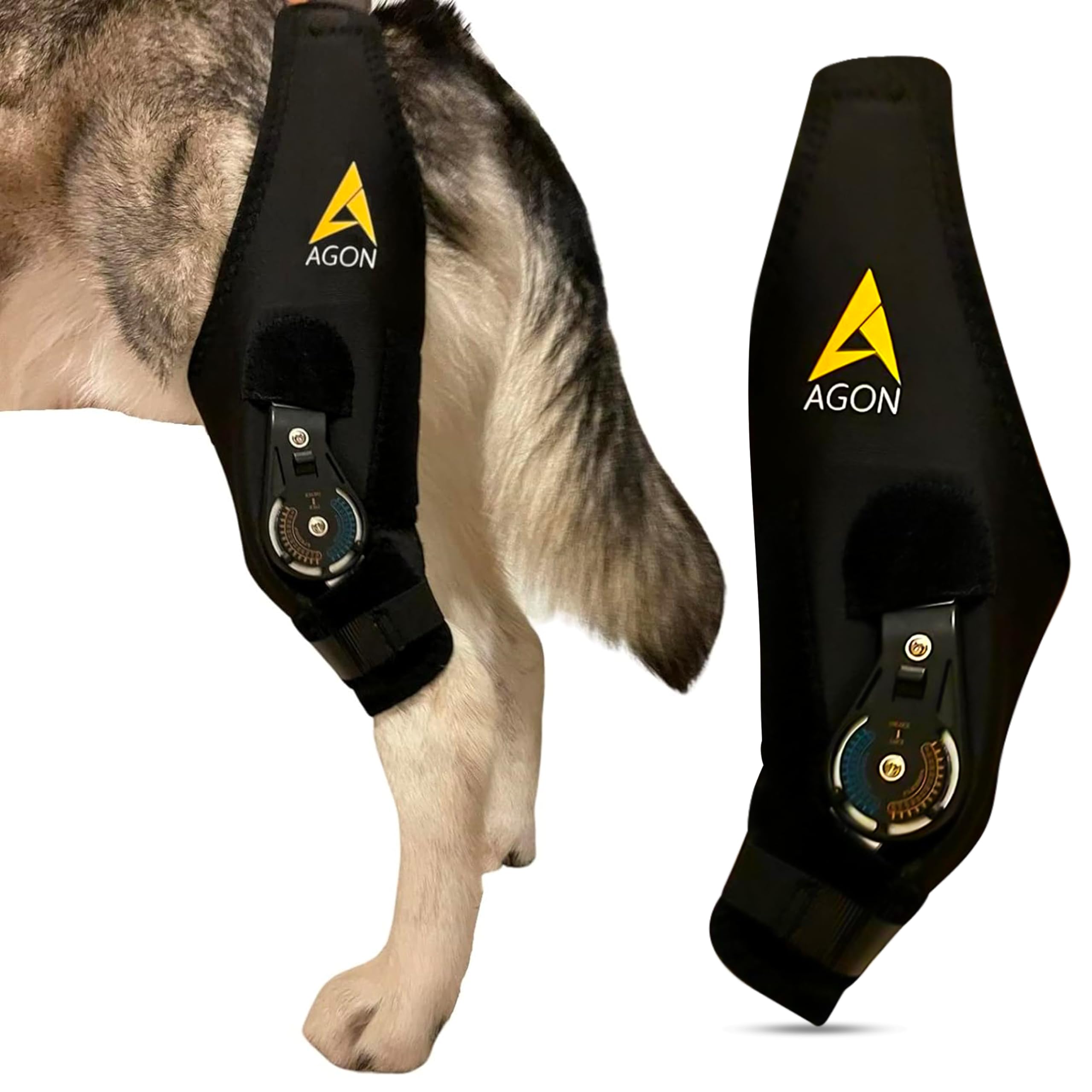 AGON Dog Knee Brace – Professional Knee Support Brace for Dogs with Adjustable Hinge Stabilizer – Premium Neoprene Hip Brace for Knee Support, Dog Recovery, and Joint Support (Right Leg, X-Large)