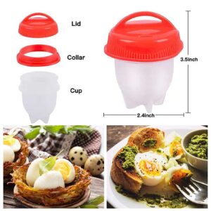 Cooker - Hard Boiled Eggs without the Shell, 6PCS/Set Egg Poachers Cooker Silicone Non-stick Egg Boiler Cookers,Silicone Boiled Steamer Eggies, BPA Free