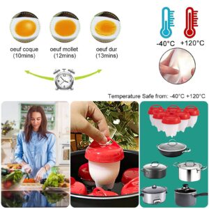 Cooker - Hard Boiled Eggs without the Shell, 6PCS/Set Egg Poachers Cooker Silicone Non-stick Egg Boiler Cookers,Silicone Boiled Steamer Eggies, BPA Free