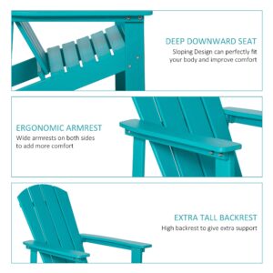 Outsunny Adirondack Chair, HDPE Fire Pit Chair, Weather Resistant Outdoor Chair for Patio, Garden, Backyard, Lawn, Turquoise