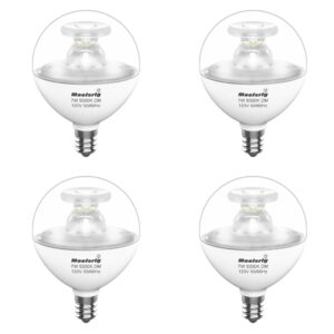 maelsrlg g16.5 light bulb led, 60w equivalent, small round light bulbs, e12 candelabra base, dimmable, daylight 5000k, 7w 600 lumens, type g light bulb, clear glass, pack of 4