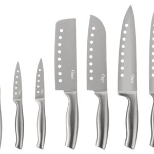 Ozeri 8-Piece Stainless Steel Knife Set, with Japanese Stainless Steel Slotted Blades,Silver