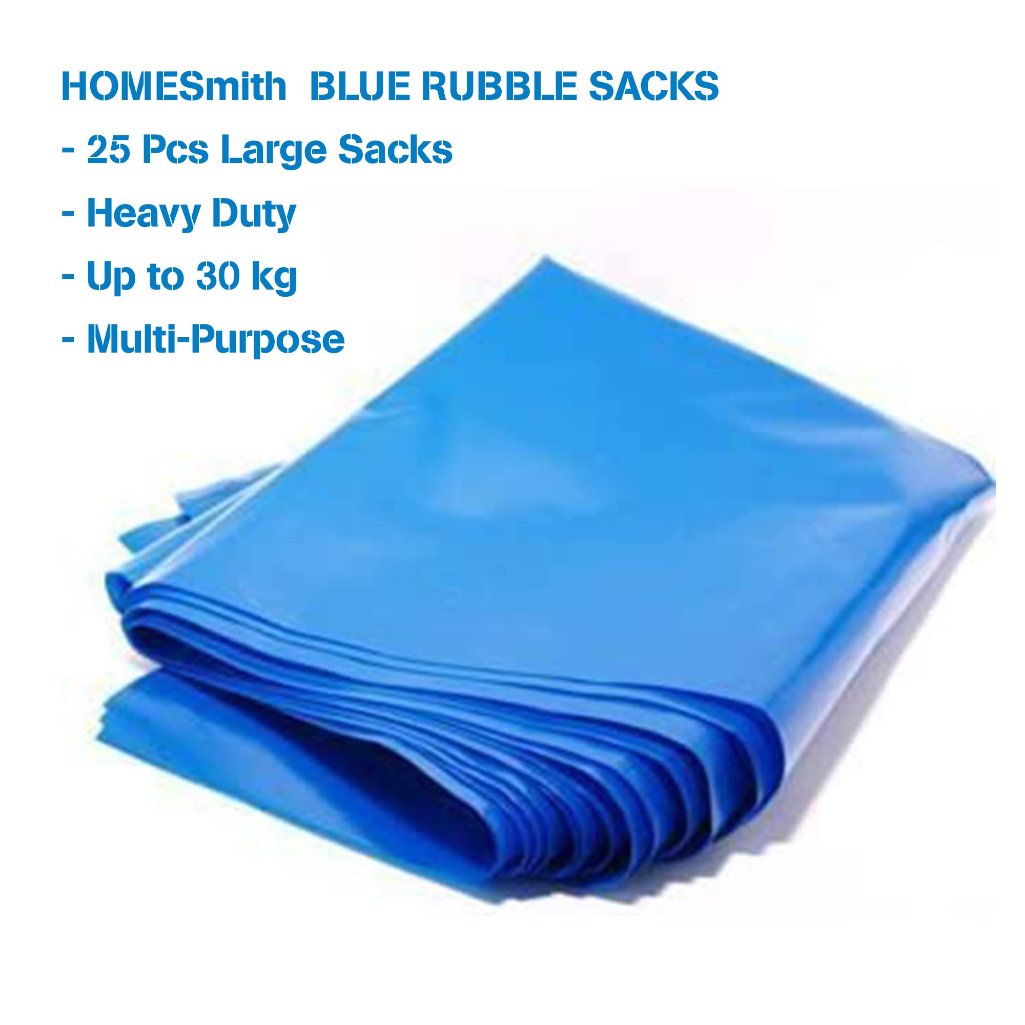 HOMESmith Large Heavy Duty Rubble Blue Sacks Builders and DIY Choice Rubble Bags - Pack of 25