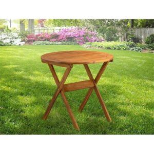 East West Furniture BMNTDNA Patio Furniture Outdoor Acacia Wood Round Coffee Table, 30x30 Inch, Natural Oil