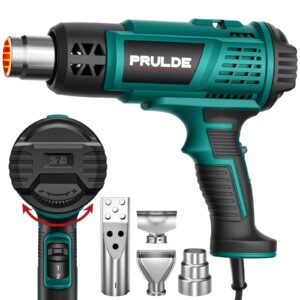 prulde heat gun - variable temperature settings, hot air gun with 6.56ft ul cord for vinyl wrap, crafts, shrink tubing/wrapping, wire connectors, paint removal hg0240-us