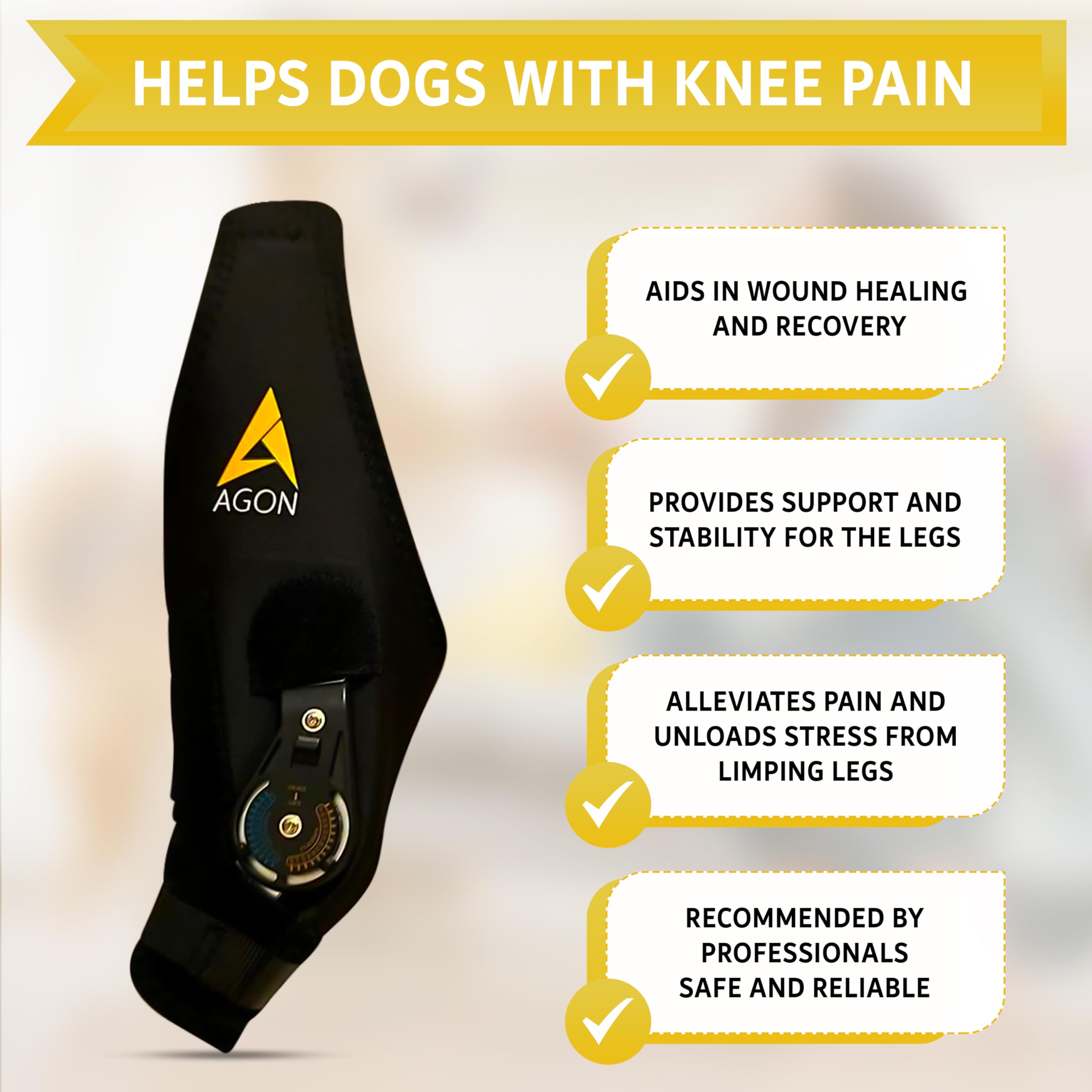 AGON Dog Knee Brace – Professional Knee Support Brace for Dogs with Adjustable Hinge Stabilizer – Premium Neoprene Hip Brace for Knee Support, Dog Recovery, and Joint Support (Right Leg, X-Large)