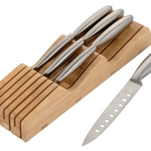 Ozeri 8-Piece Stainless Steel Knife Set, with Japanese Stainless Steel Slotted Blades,Silver