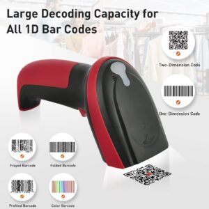 Barcode Scanner Wired,JRHC 2D Bar Code Reader Automatic QR 1D Bar Code Scanner Support Windows Mac and Linux with USB Cable for Pos Mobile Payment, Convenience Supermarket, Store, Warehouse, Library