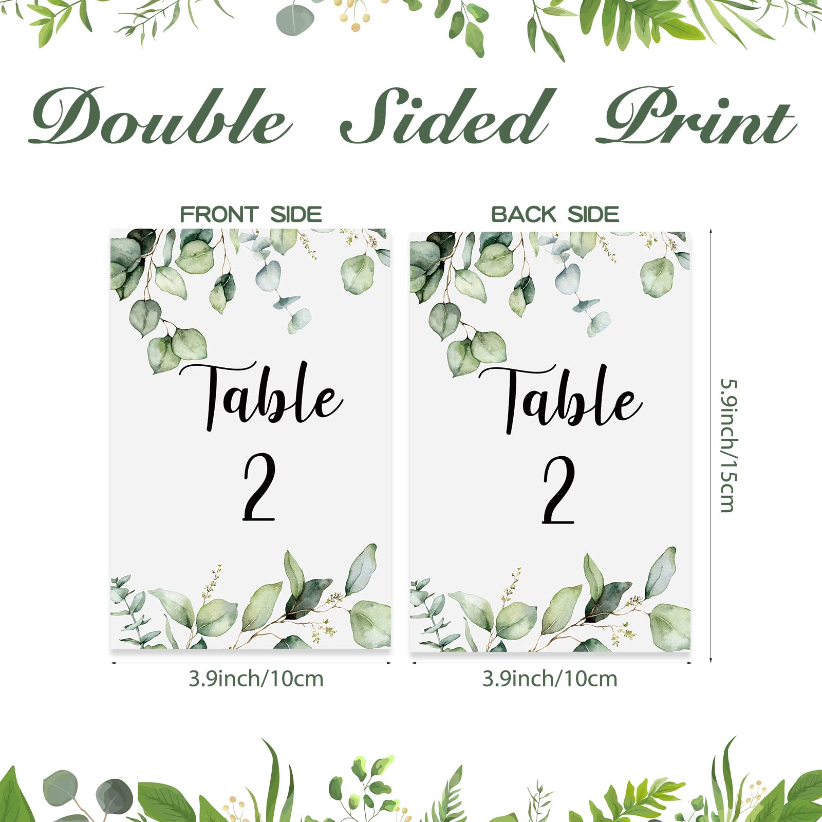 26 Pieces Wedding Table Numbers with 26 Gold Table Number Holders Greenery Eucalyptus Table Numbers for Wedding Reception Table Cards with Head Gold Seating Label for Anniversary Birthday Bridal Party