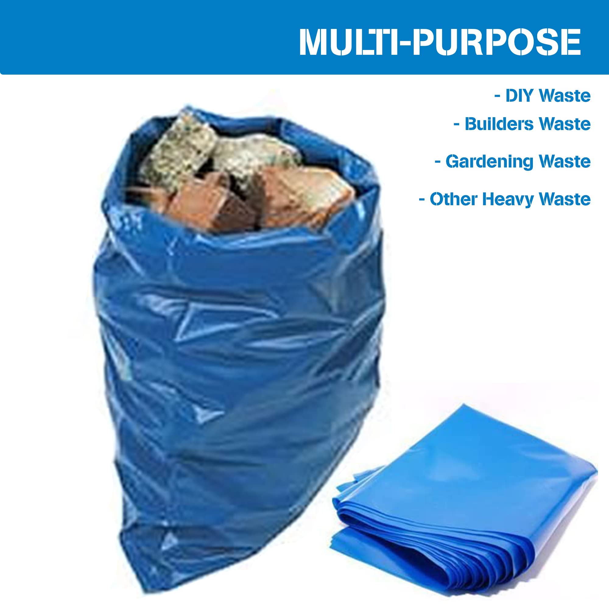 HOMESmith Large Heavy Duty Rubble Blue Sacks Builders and DIY Choice Rubble Bags - Pack of 25