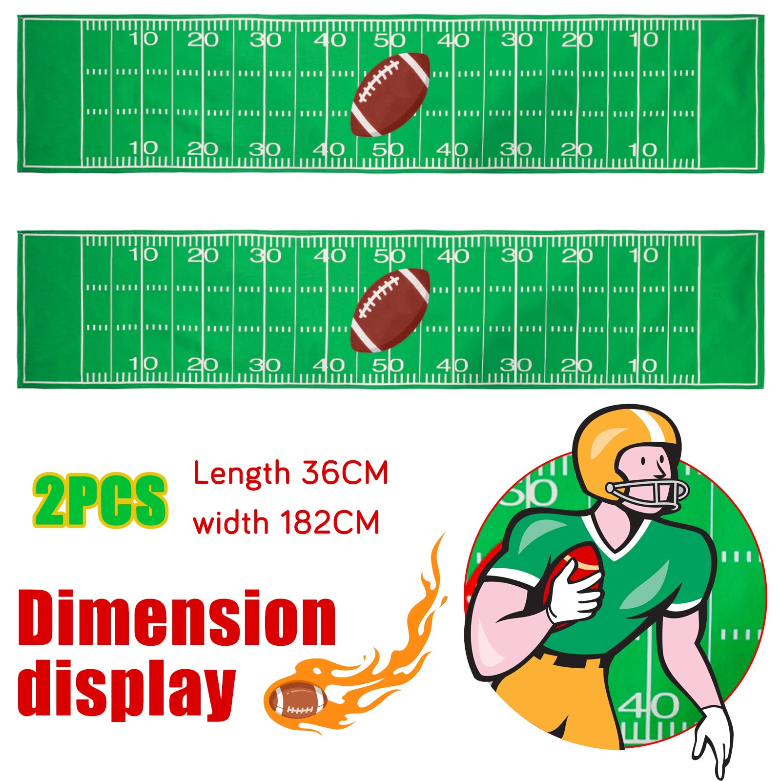 Tegeme 2 Pieces Thanksgiving Football Fall Leaves Table Runner Seasonal Autumn Harvest Kitchen Dining Table Decor Football Table Runner for Home Football Party Decoration, 14 x 72 Inch (Party)