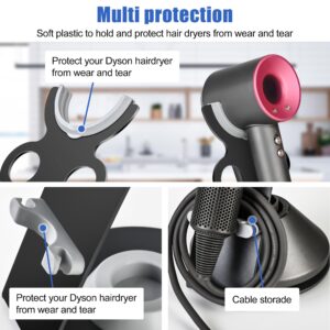 YCHF Supersonic Hair Dryer Holder for Dyson,Blow Dryer Holder,Hair Dryer Holder for Dyson SupersonicAluminum Alloy Bracket, Bathroom Organizer,Size: 27.5cm x14cm x 16.4cm (Black)