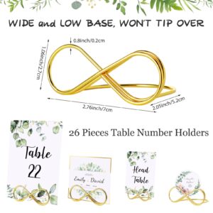 26 Pieces Wedding Table Numbers with 26 Gold Table Number Holders Greenery Eucalyptus Table Numbers for Wedding Reception Table Cards with Head Gold Seating Label for Anniversary Birthday Bridal Party