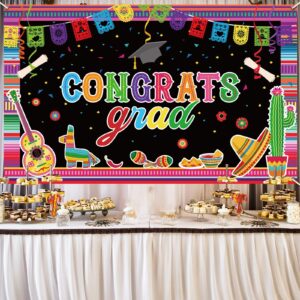 2024 Mexican Fiesta Graduation Decorations Class of 2024 Graduation Party Backdrop Mexico Graduate Banner Congrats Grad Background Grad Ceremony Supplies for Senior High College School