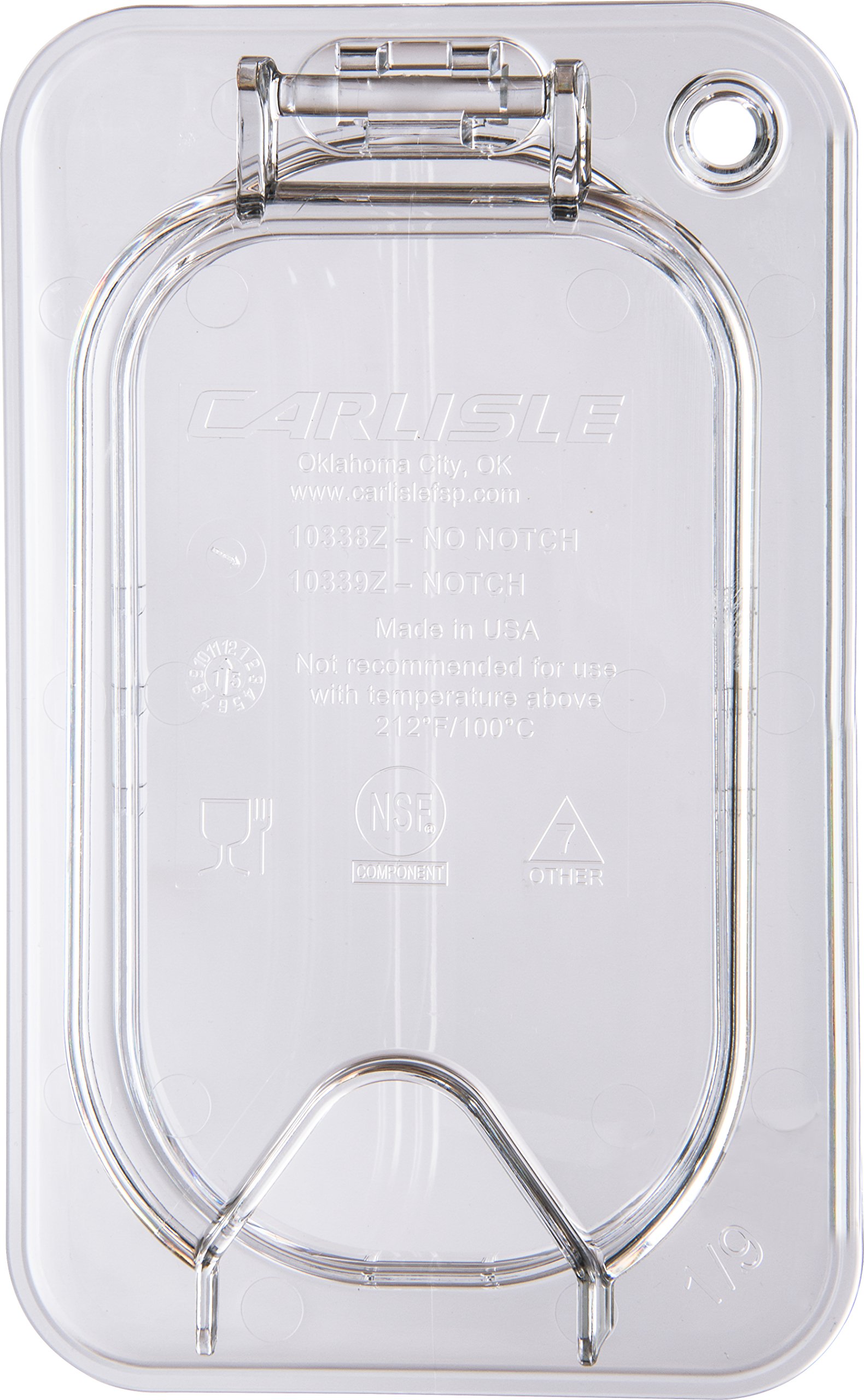 Carlisle FoodService Products Storplus Ez Access 1/9 Size Hinged Universal Food Pan Lid with Notch for Catering, Buffets, Restaurants, Polycarbonate, Clear, (Pack of 6)