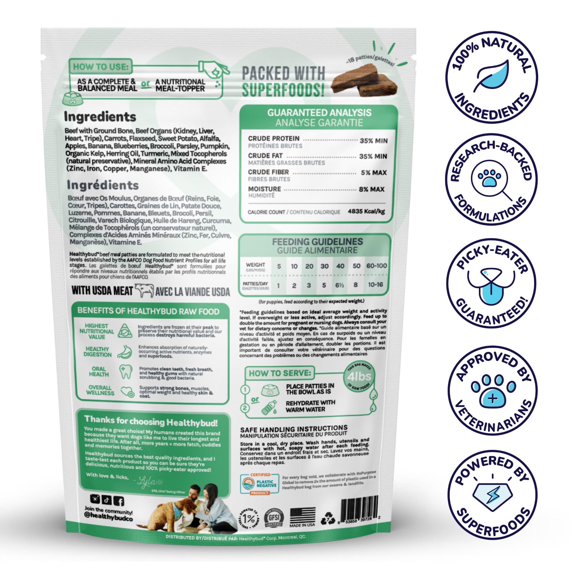 healthybud Raw Dog Food, Freeze Dried Beef Bites, Grain Free Puppy Food, Human Grade, High Protein, Dehydrated Real Meat Dog Treats & Toppers, 14.1 oz