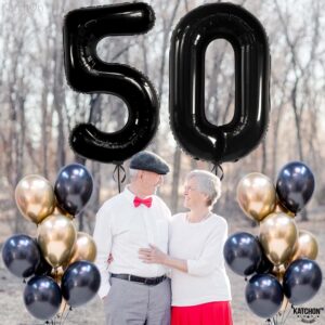 KatchOn, Big Black 50 Balloon Number - 40 Inch | 50th Birthday Decorations Men | Black 50th Birthday Balloons, Black 50th Balloons | 50th halloween birthday Balloon | 50th Birthday Decorations for Men