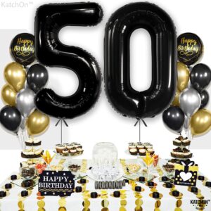 KatchOn, Big Black 50 Balloon Number - 40 Inch | 50th Birthday Decorations Men | Black 50th Birthday Balloons, Black 50th Balloons | 50th halloween birthday Balloon | 50th Birthday Decorations for Men