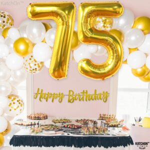 KatchOn, Giant Gold 75 Balloon Numbers - 40 Inch | Gold 75th Birthday Balloons, 75th Birthday Decorations | 75th Anniversary Decorations | 75 Balloons for 75 Birthday Party Decorations