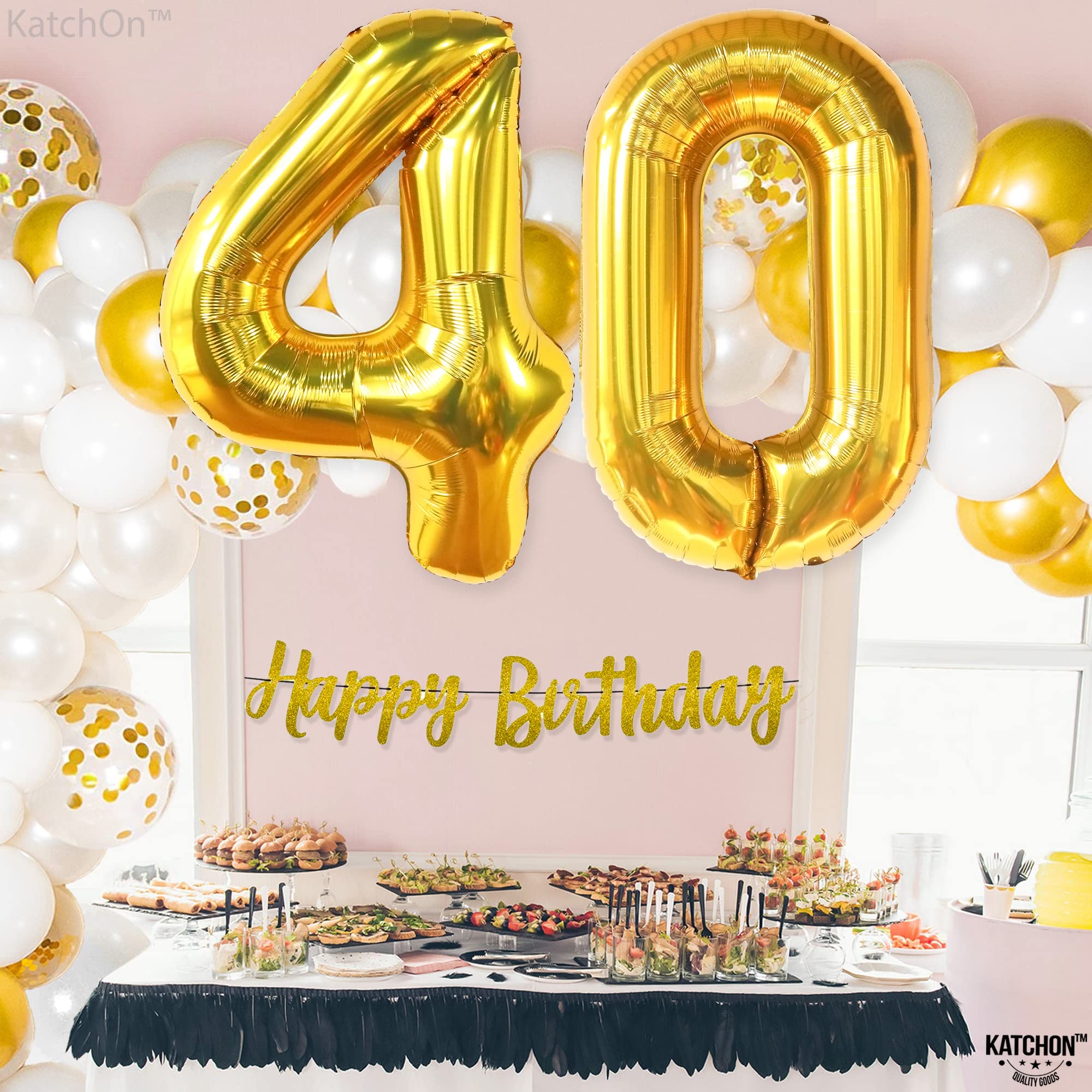 KatchOn, Gold 40 Balloon Numbers - Big, 40 Inch | Gold 40th Birthday Decorations for Men | Gold 40th balloons, 40th Birthday Balloons for 40th Birthday | Happy 40th Birthday Decorations for Women Gold