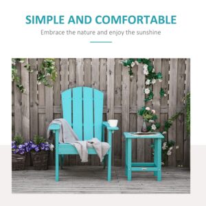 Outsunny Adirondack Chair, HDPE Fire Pit Chair, Weather Resistant Outdoor Chair for Patio, Garden, Backyard, Lawn, Turquoise